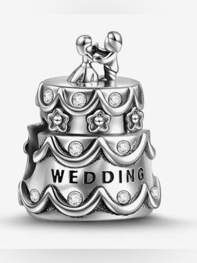 Silver Elegant Wedding Cake Charm